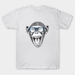 Monkey wearing glasses, monkey lovers funny T-Shirt